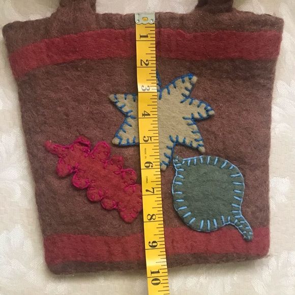 Tabask Felt Wool Tote Bag Fall leaves Handcrafted - Picture 11 of 13